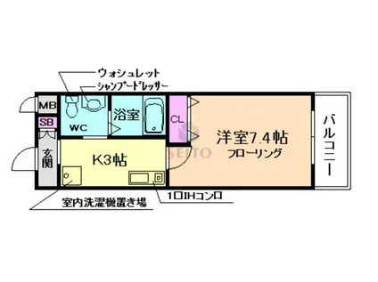 CASSIA豊中三国(1K/8階)の間取り写真
