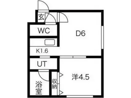 リーフコート二十四軒(1DK/3階)の間取り写真
