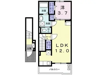 カーサ・コスメーア(1LDK/2階)の間取り写真