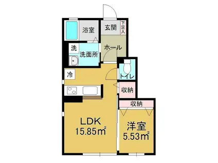 ESPOIR(1LDK/1階)の間取り写真