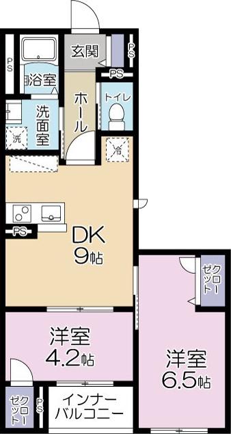 カサブランカ(2DK/1階)の間取り写真