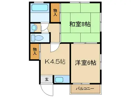 下篠崎サンハイツ(2DK/1階)の間取り写真