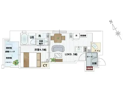 BAUHAUS住吉町 NO.28(1LDK/8階)の間取り写真