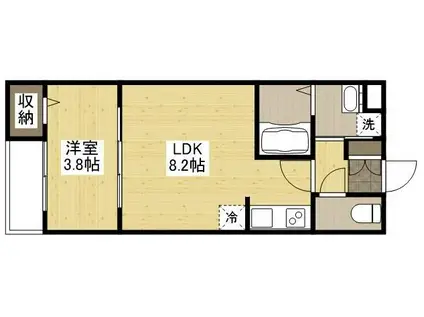 アコット春日(1LDK/1階)の間取り写真