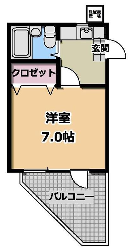 フラット桜ヶ丘(1K/1階)の間取り写真