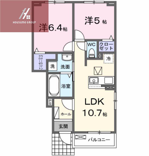 サンリットシャイニング(2LDK/1階)の間取り写真