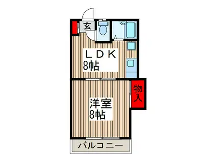 アーバンフラットII(1LDK/2階)の間取り写真