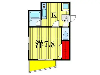 ウエストボート(1K/1階)の間取り写真