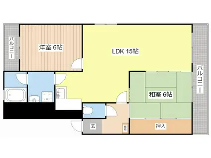 ハイツエクセルII番館(2LDK/3階)の間取り写真