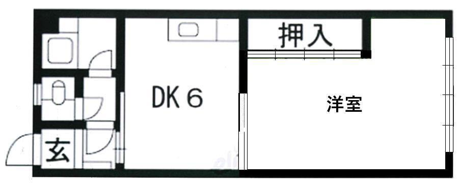 ビューハイツ茨木(1DK/1階)の間取り写真