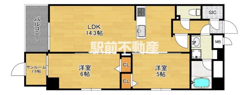 ODAKI BLDG OTEMON(2SLDK/8階)の間取り写真