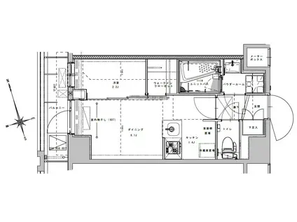 アジールコート大森西(1DK/1階)の間取り写真