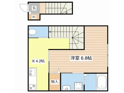 BILLS 陽(1K/2階)の間取り写真