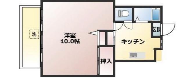 ニューパリア立川マンション(1DK/10階)の間取り写真