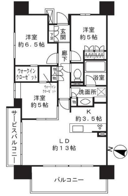 クリオレジダンス横浜新杉田(3LDK/7階)の間取り写真