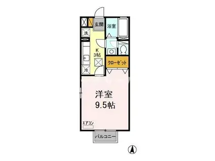 サンフィールC(1K/1階)の間取り写真