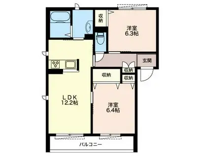 フィオリーレ(2LDK/3階)の間取り写真