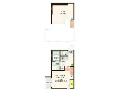 CEDARWOOD(1K/1階)の間取り写真