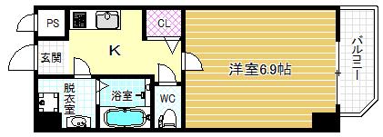 リエトコート福島(1K/1階)の間取り写真