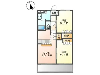 ル プランタン(2LDK/2階)の間取り写真