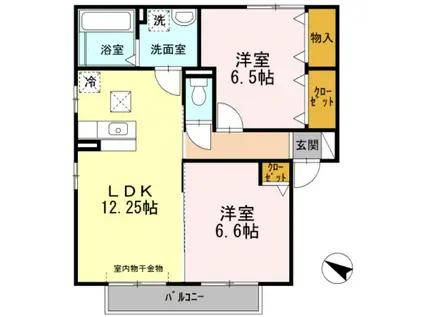 セジュール千福(2LDK/1階)の間取り写真