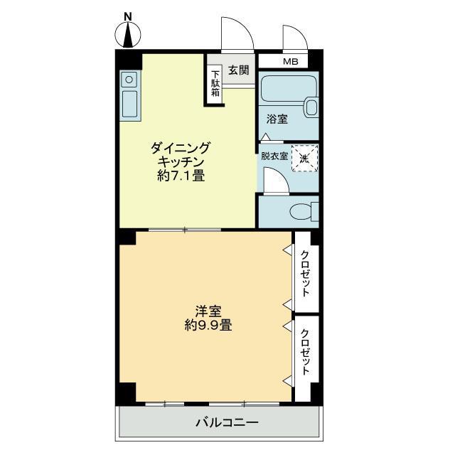 フィネス秋桜(1DK/1階)の間取り写真