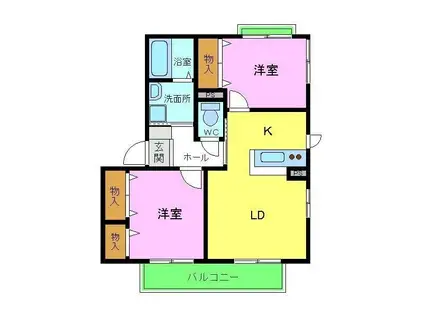 ベルソルジェンテ(2LDK/2階)の間取り写真