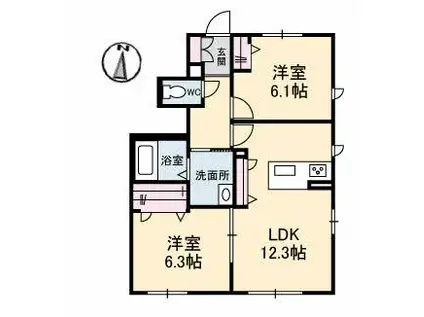 ドーフィンコート(2LDK/1階)の間取り写真