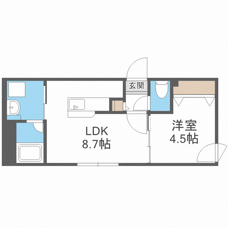 グランドサクセス北6条(1LDK/4階)の間取り写真