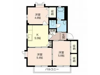 アクアビットA棟(3K/1階)の間取り写真