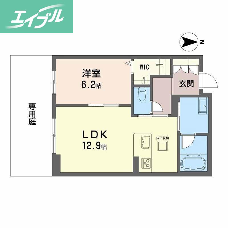 JR山陽本線 岡山駅 徒歩10分 2階建 新築(1LDK/1階)の間取り写真