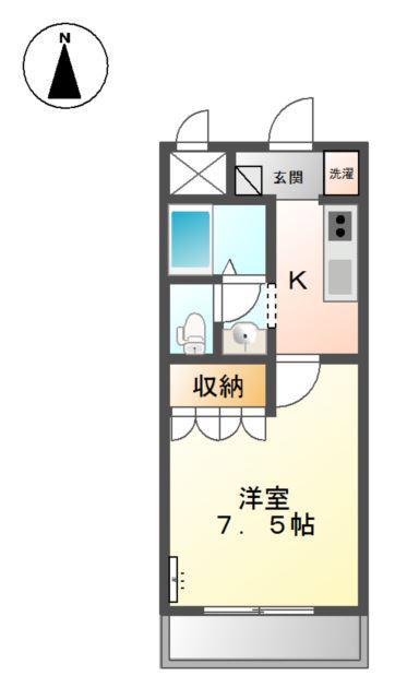 グランディール姫路(1K/1階)の間取り写真
