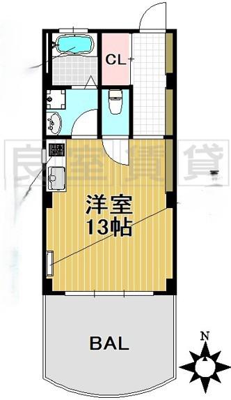 シーズンコート東山(ワンルーム/5階)の間取り写真