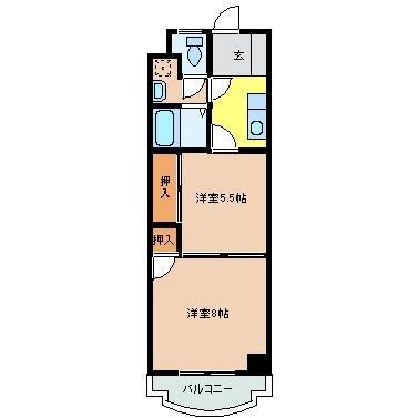 レジデンスタナカIII(2K/4階)の間取り写真