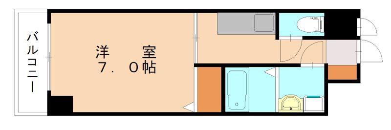 フェリオ清水(1K/6階)の間取り写真