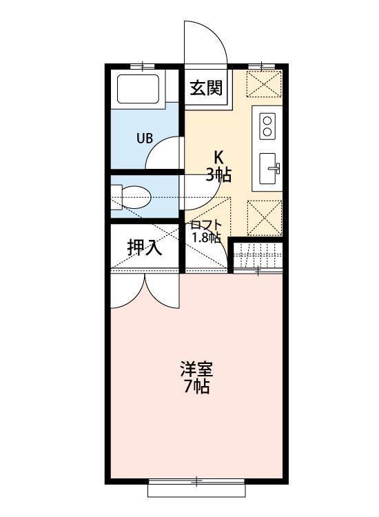 メープルハウス(1K/2階)の間取り写真