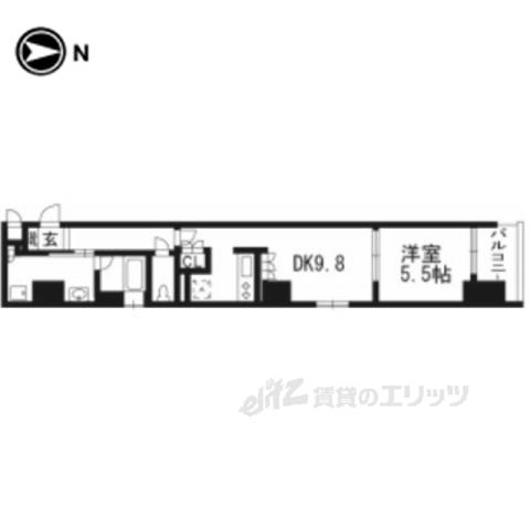 リーガル京都烏丸東(1DK/3階)の間取り写真
