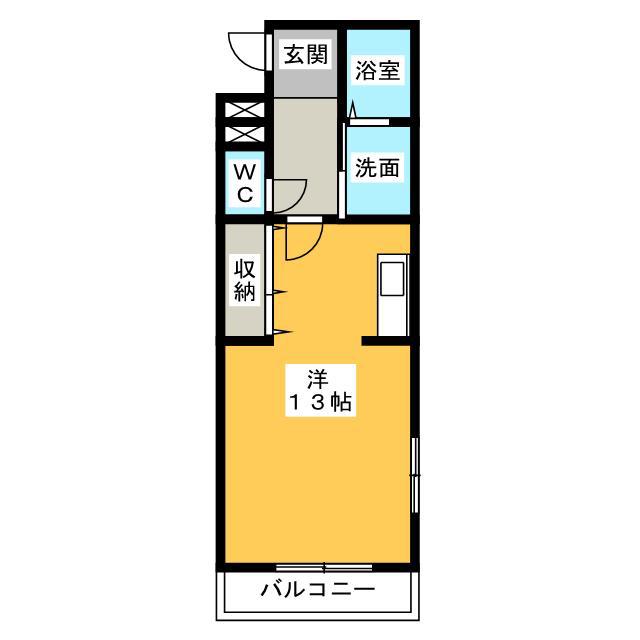 ロングライフ(ワンルーム/2階)の間取り写真