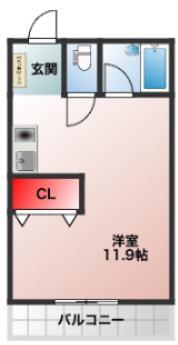 藤原ビル(ワンルーム/3階)の間取り写真