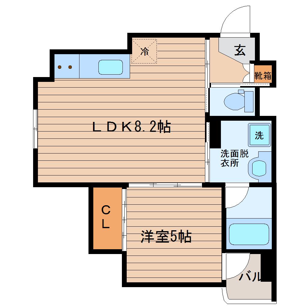 フェリシダ五橋(1LDK/10階)の間取り写真