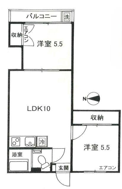 カサ・デ・グロリア(2LDK/3階)の間取り写真