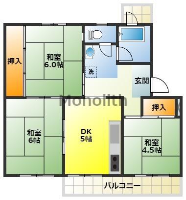 鶴山台7号棟(3K/5階)の間取り写真