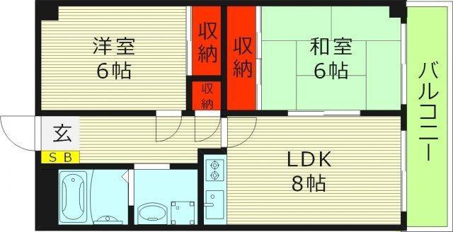 Mプラザ城東弐番館(2LDK/3階)の間取り写真