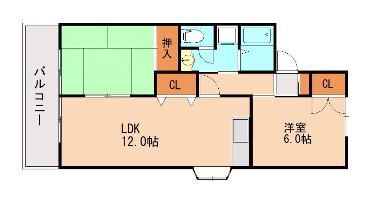 セジュールリカーII E(2LDK/1階)の間取り写真