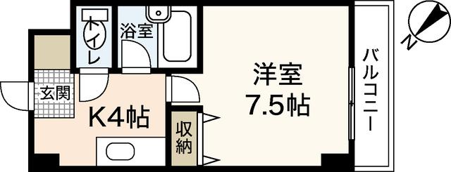 エトワール河地(1K/3階)の間取り写真