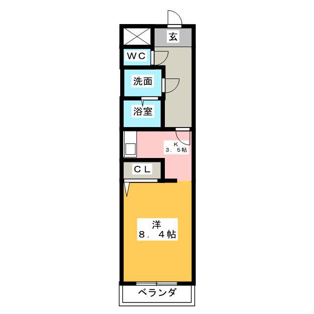 クレールシャンブル(1K/3階)の間取り写真
