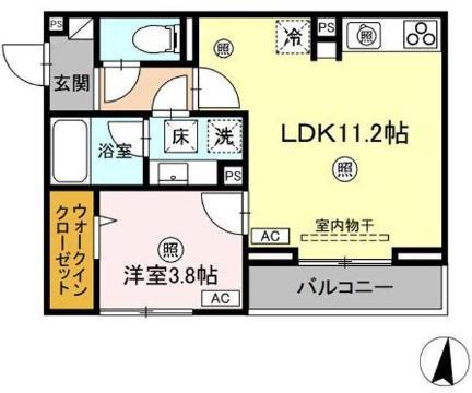 D-RESIDENCE南蔵王町1丁目E(1LDK/1階)の間取り写真