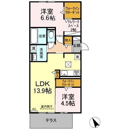 メルヴェイユ佐古木(2LDK/1階)の間取り写真