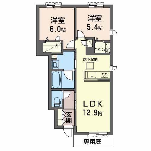 ウィステリア B(2LDK/1階)の間取り写真