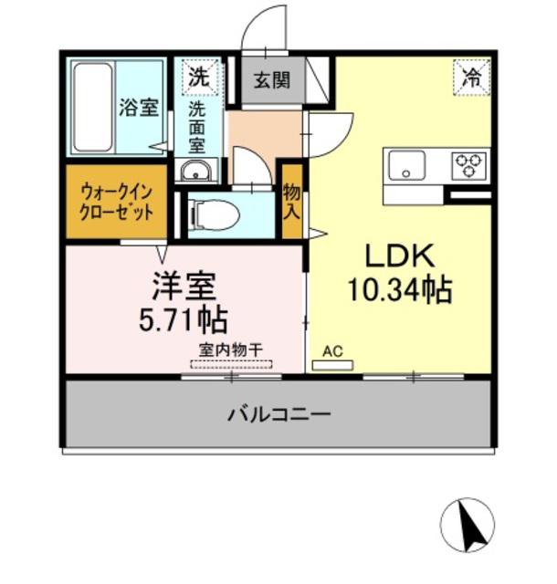 グランレーベン(1LDK/2階)の間取り写真